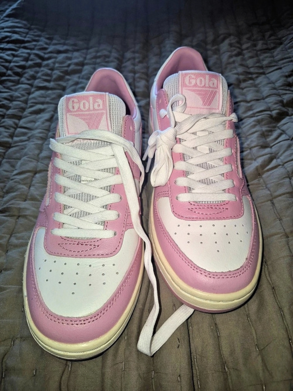 Gola Hawk II Leather Sneakers Pink & White US 6.5